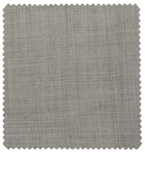 Cadini Men's Wool Checks Super 110's Unstitched Suiting Fabric (Light Grey)