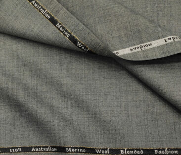 Cadini Men's Wool Self Design Super 110's Unstitched Suiting Fabric (Worsted Grey)