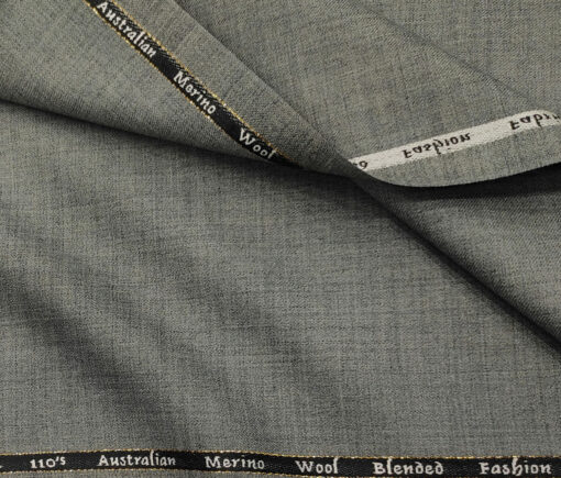 Cadini Men's Wool Self Design Super 110's Unstitched Suiting Fabric (Worsted Grey)