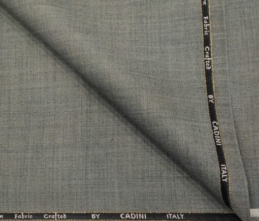 Cadini Men's Wool Self Design Super 110's Unstitched Suiting Fabric (Worsted Grey)