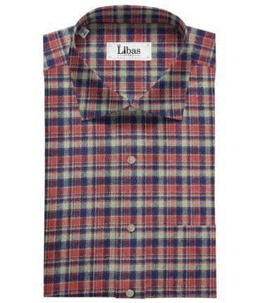 OCM Men's Wool Checks   Unstitched Shirting Fabric (Multi)