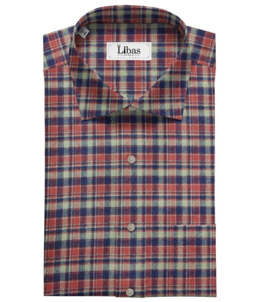 OCM Men's Wool Checks   Unstitched Shirting Fabric (Multi)