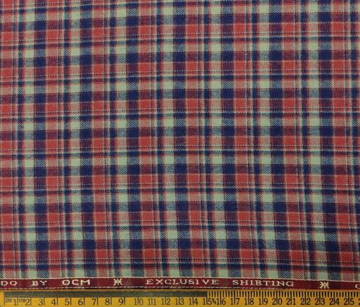 OCM Men's Wool Checks   Unstitched Shirting Fabric (Multi)