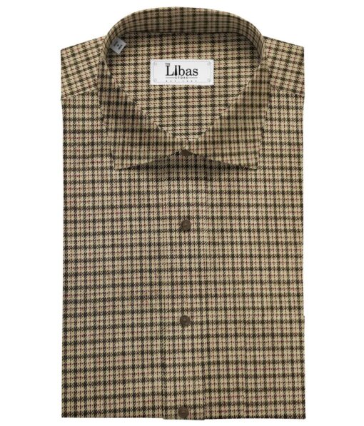 OCM Men's Wool Checks   Unstitched Shirting Fabric (Beige)