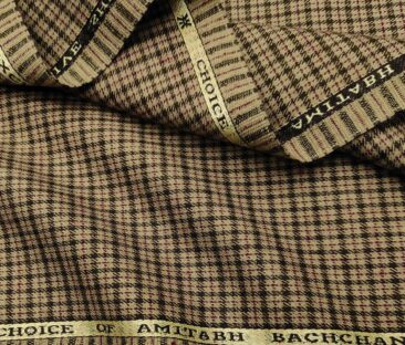 OCM Men's Wool Checks   Unstitched Shirting Fabric (Beige)