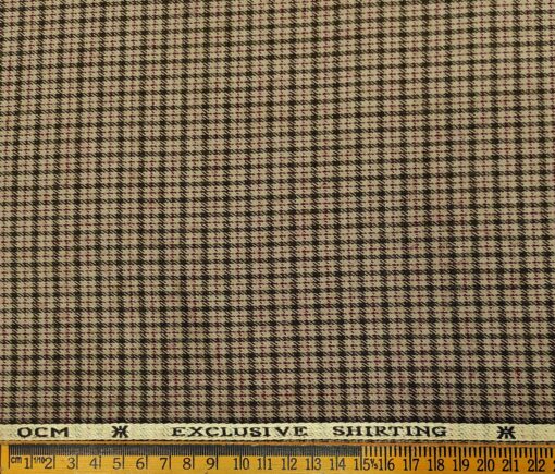 OCM Men's Wool Checks   Unstitched Shirting Fabric (Beige)