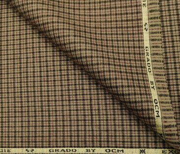 OCM Men's Wool Checks   Unstitched Shirting Fabric (Beige)
