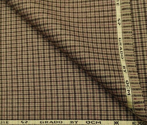 OCM Men's Wool Checks   Unstitched Shirting Fabric (Beige)