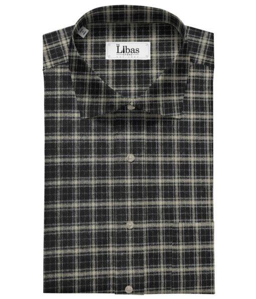 OCM Men's Wool Checks   Unstitched Shirting Fabric (Beige)
