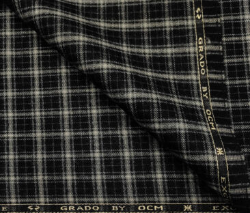 OCM Men's Wool Checks   Unstitched Shirting Fabric (Beige)