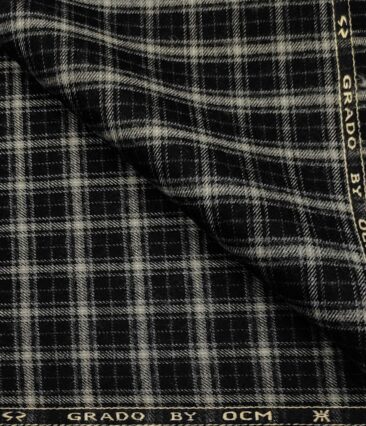 OCM Men's Wool Checks   Unstitched Shirting Fabric (Beige)