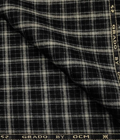 OCM Men's Wool Checks   Unstitched Shirting Fabric (Beige)