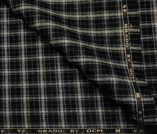 OCM Men's Wool Checks   Unstitched Shirting Fabric (Beige)
