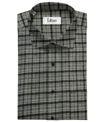OCM Men's Wool Checks   Unstitched Shirting Fabric (Grey)