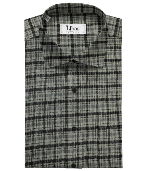 OCM Men's Wool Checks   Unstitched Shirting Fabric (Grey)