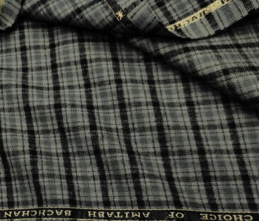 OCM Men's Wool Checks   Unstitched Shirting Fabric (Grey)