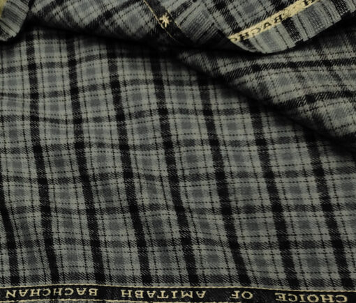 OCM Men's Wool Checks   Unstitched Shirting Fabric (Grey)