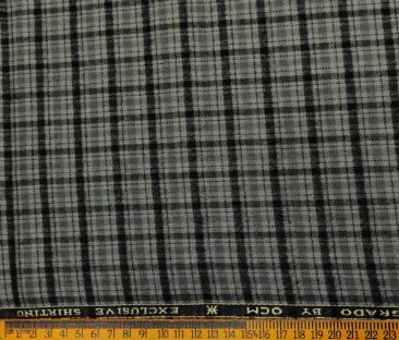 OCM Men's Wool Checks   Unstitched Shirting Fabric (Grey)