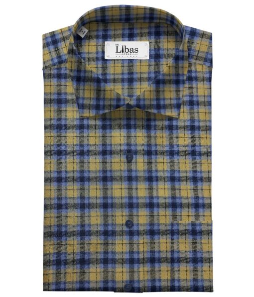 OCM Men's Wool Checks   Unstitched Shirting Fabric (Light Brown)