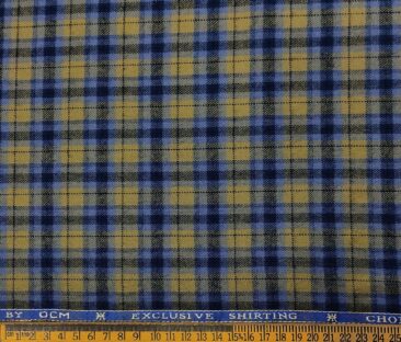 OCM Men's Wool Checks   Unstitched Shirting Fabric (Light Brown)