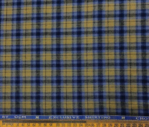 OCM Men's Wool Checks   Unstitched Shirting Fabric (Light Brown)