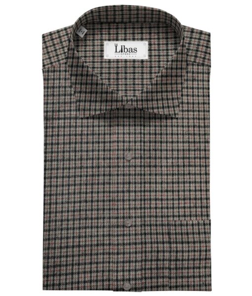 OCM Men's Wool Checks   Unstitched Shirting Fabric (Light Grey)