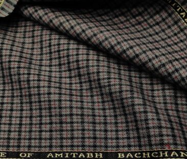 OCM Men's Wool Checks   Unstitched Shirting Fabric (Light Grey)