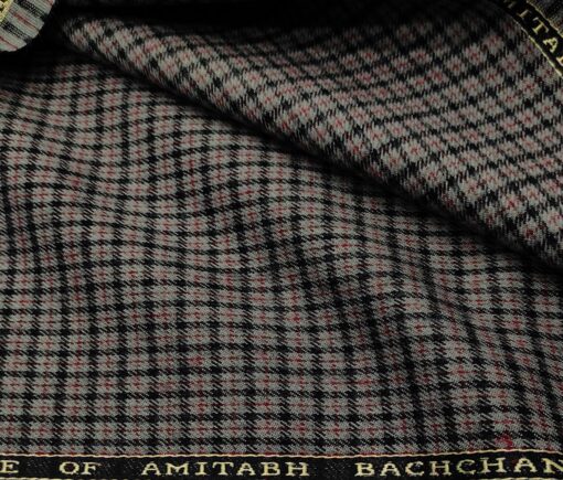 OCM Men's Wool Checks   Unstitched Shirting Fabric (Light Grey)