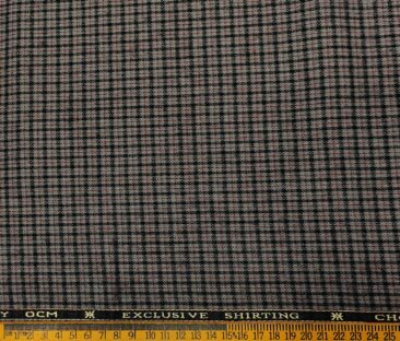 OCM Men's Wool Checks   Unstitched Shirting Fabric (Light Grey)