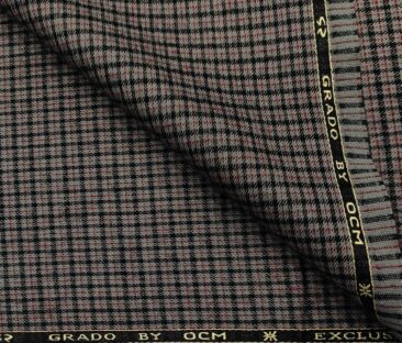 OCM Men's Wool Checks   Unstitched Shirting Fabric (Light Grey)