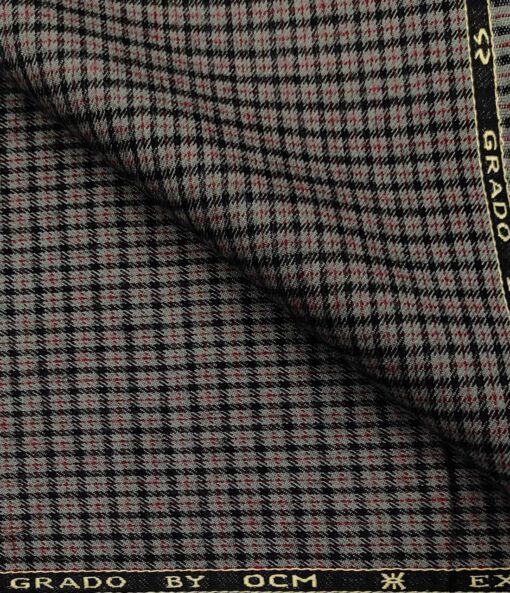 OCM Men's Wool Checks   Unstitched Shirting Fabric (Light Grey)