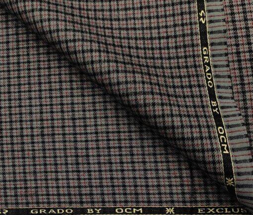 OCM Men's Wool Checks   Unstitched Shirting Fabric (Light Grey)