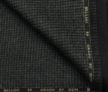 OCM Men's Wool Houndstooth Thick Reversible  Unstitched Tweed Jacketing & Blazer Fabric (Blackish Grey)