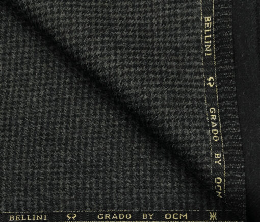 OCM Men's Wool Houndstooth Thick Reversible  Unstitched Tweed Jacketing & Blazer Fabric (Blackish Grey)