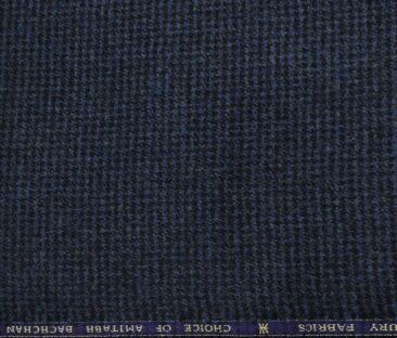 OCM Men's Wool Houndstooth Thick Reversible Unstitched Tweed Jacketing & Blazer Fabric (Dark Blue)