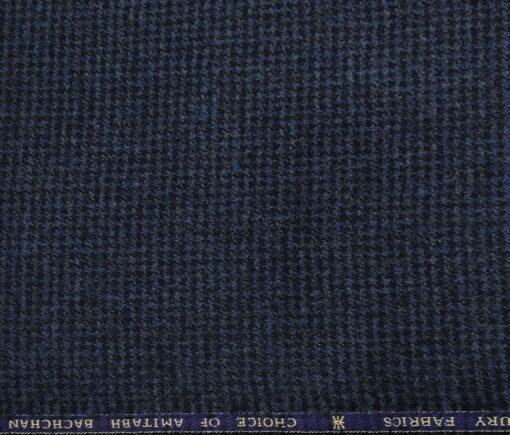 OCM Men's Wool Houndstooth Thick Reversible Unstitched Tweed Jacketing & Blazer Fabric (Dark Blue)