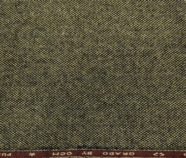 OCM Men's Wool Structured Very Thick  Unstitched Tweed Jacketing & Blazer Fabric (Greenish Brown)
