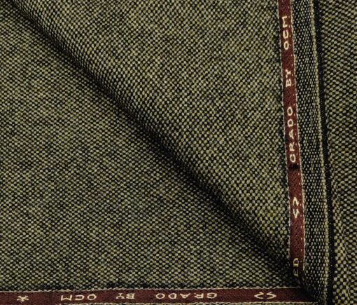 OCM Men's Wool Structured Very Thick  Unstitched Tweed Jacketing & Blazer Fabric (Greenish Brown)