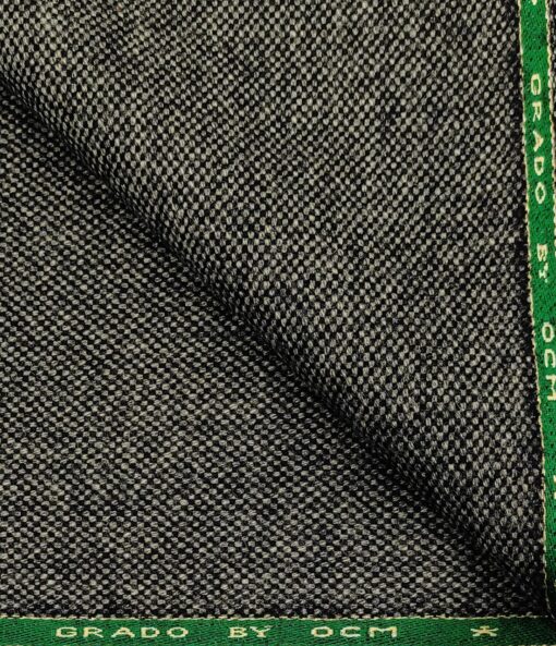 OCM Men's Wool Structured Very Thick Unstitched Tweed Jacketing & Blazer Fabric (Grey)