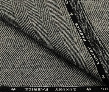 OCM Men's Wool Herringbone Thick  Unstitched Tweed Jacketing & Blazer Fabric (Light Grey)