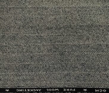 OCM Men's Wool Herringbone Thick  Unstitched Tweed Jacketing & Blazer Fabric (Light Grey)