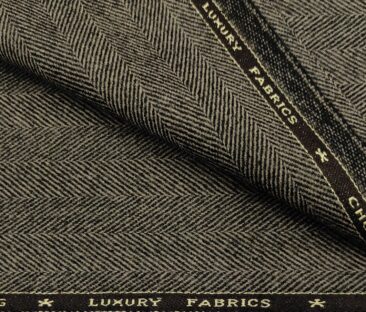 OCM Men's Wool Herringbone Thick   Unstitched Tweed Jacketing & Blazer Fabric (Brown)