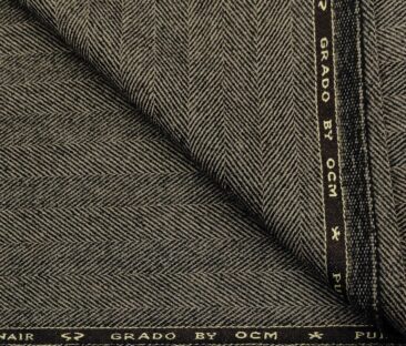 OCM Men's Wool Herringbone Thick   Unstitched Tweed Jacketing & Blazer Fabric (Brown)