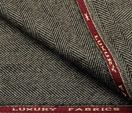 OCM Men's Wool Herringbone Very Thick Unstitched Tweed Jacketing & Blazer Fabric (Light Brown)