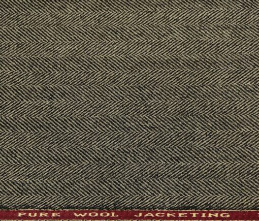 OCM Men's Wool Herringbone Very Thick Unstitched Tweed Jacketing & Blazer Fabric (Light Brown)