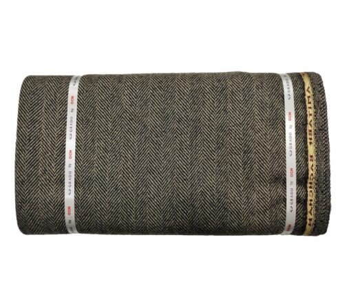 OCM Men's Wool Herringbone Very Thick Unstitched Tweed Jacketing & Blazer Fabric (Light Brown) - Image 5