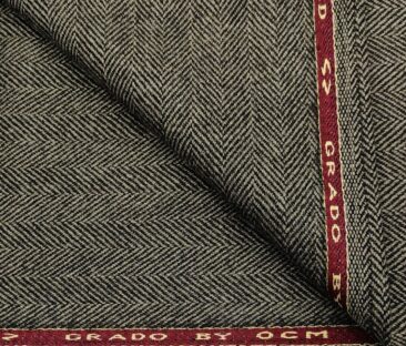 OCM Men's Wool Herringbone Very Thick Unstitched Tweed Jacketing & Blazer Fabric (Light Brown)