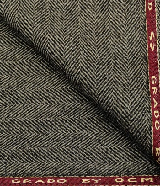 OCM Men's Wool Herringbone Very Thick Unstitched Tweed Jacketing & Blazer Fabric (Light Brown)