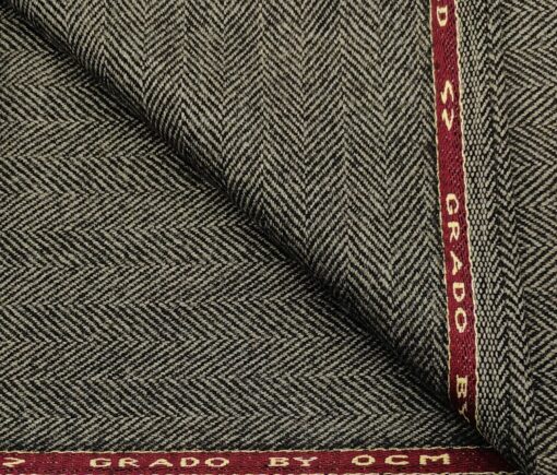 OCM Men's Wool Herringbone Very Thick Unstitched Tweed Jacketing & Blazer Fabric (Light Brown)
