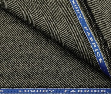 OCM Men's Wool Herringbone Very Thick  Unstitched Tweed Jacketing & Blazer Fabric (Pistachious Grey)